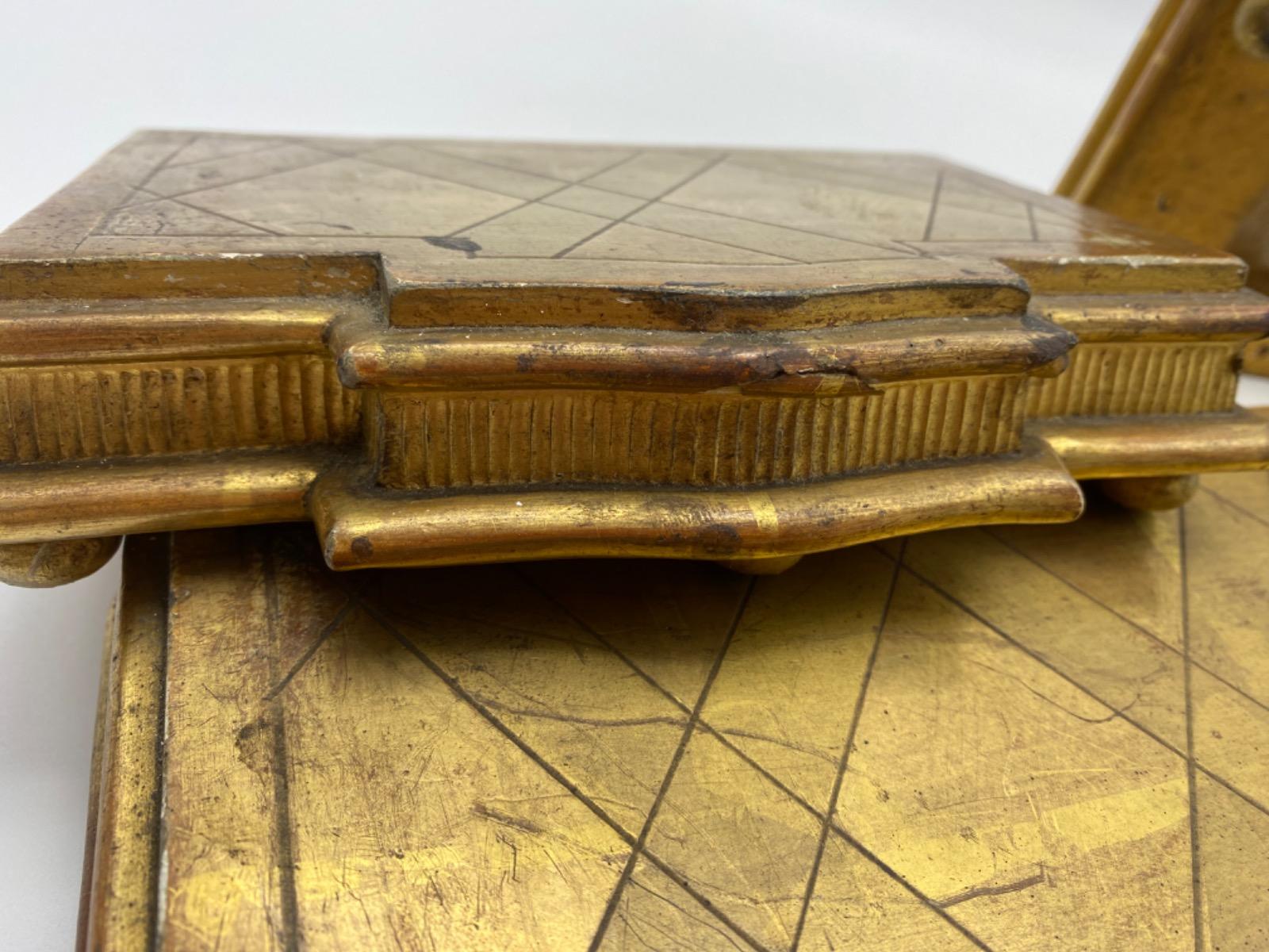 XIX Antique French set of carved wood goldleaf stands 