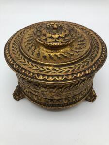 XIX Bois doré lidded box on Bacchus feet 