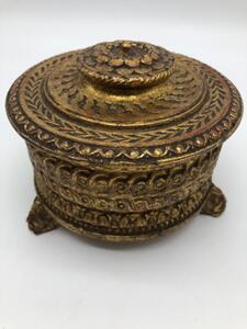 XIX Bois doré lidded box on Bacchus feet 