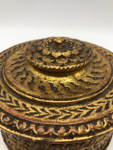 XIX Bois doré lidded box on Bacchus feet 