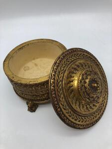 XIX Bois doré lidded box on Bacchus feet 