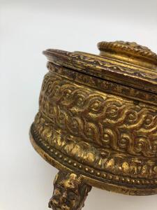 XIX Bois doré lidded box on Bacchus feet 