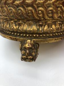 XIX Bois doré lidded box on Bacchus feet 