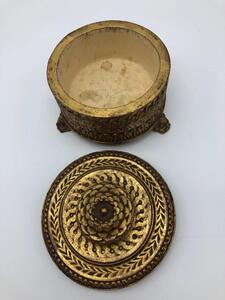XIX Bois doré lidded box on Bacchus feet 