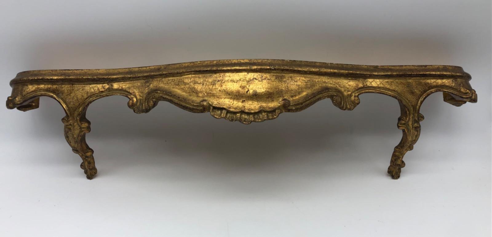 XIX Antique Venetian giltwood console wall shelf
