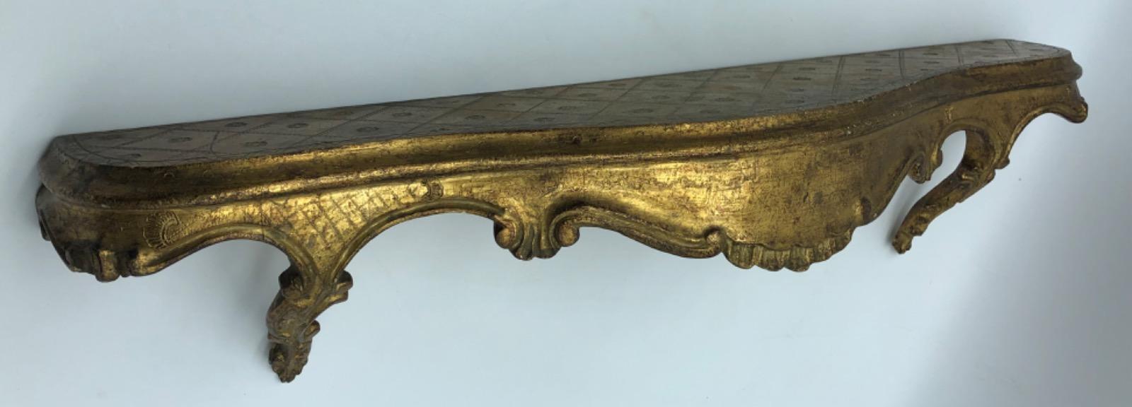 XIX Antique Venetian giltwood console wall shelf