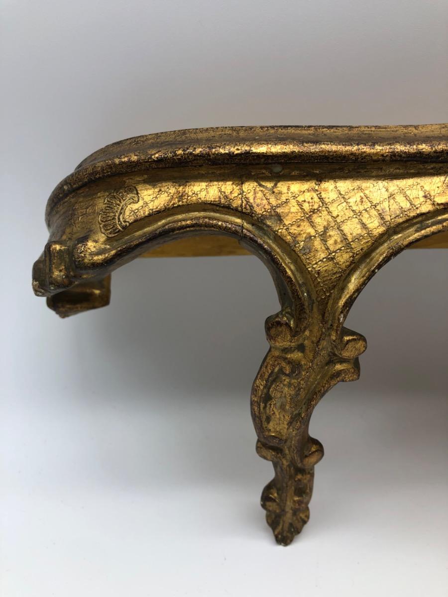 XIX Antique Venetian giltwood console wall shelf