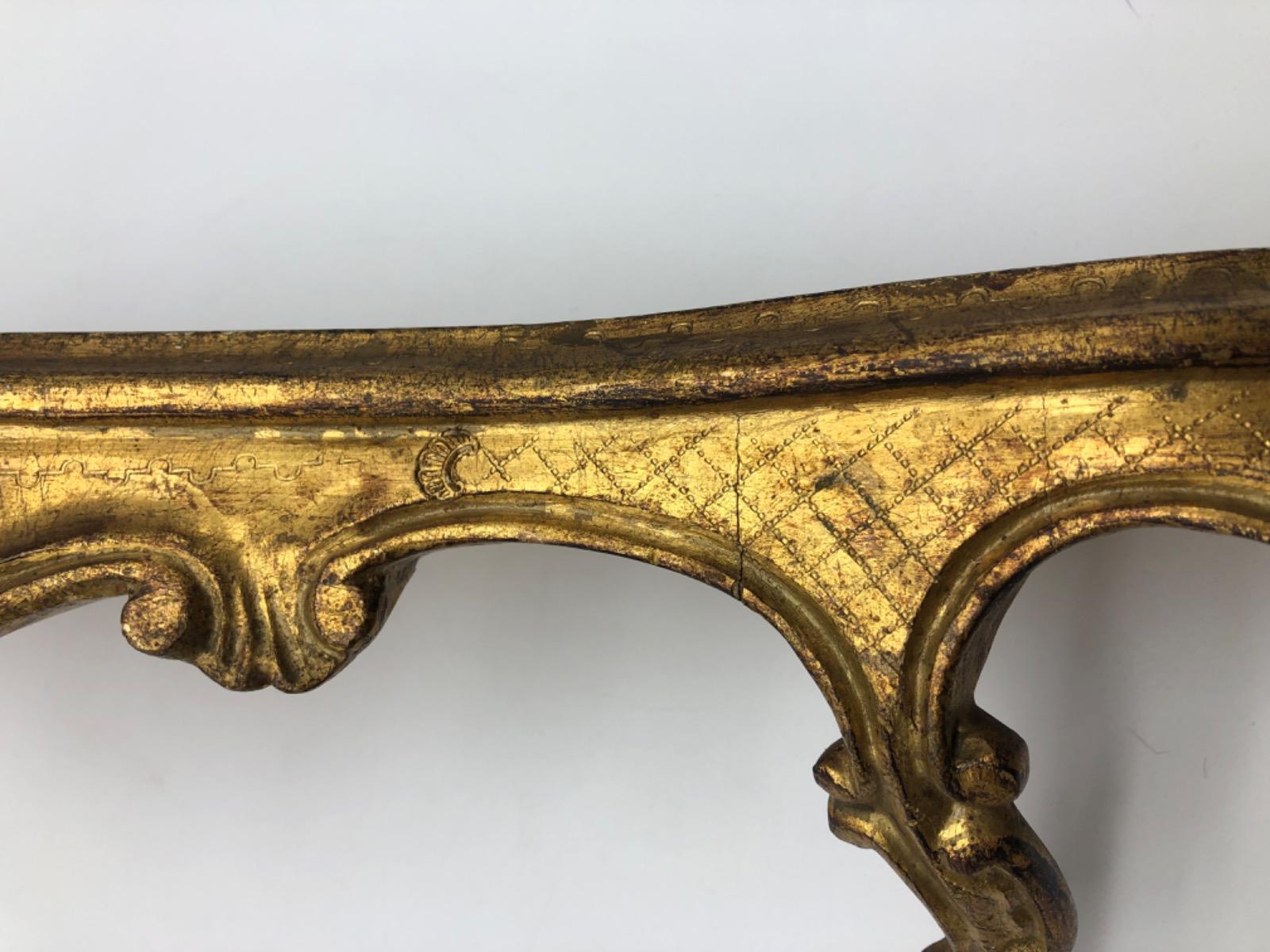 XIX Antique Venetian giltwood console wall shelf