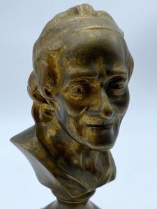 Antique bronze bust of Voltaire 