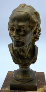 Antique bronze bust of Voltaire 
