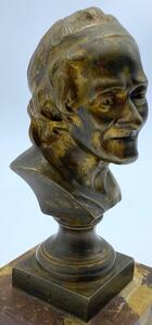 Antique bronze bust of Voltaire 