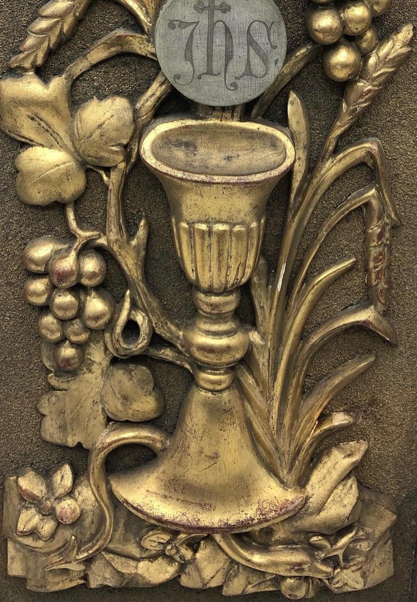 XIX French antique religious tabernacle door 