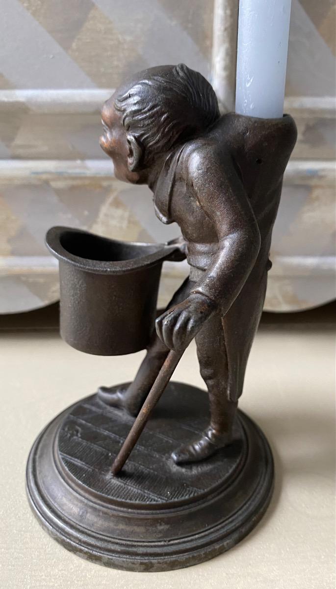 XIX Rare hunchback caricature pyrogen match holder Daumier 