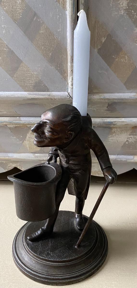 XIX Rare hunchback caricature pyrogen match holder Daumier 