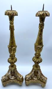 Beautiful antique pair of Giltwood Italian candlesticks