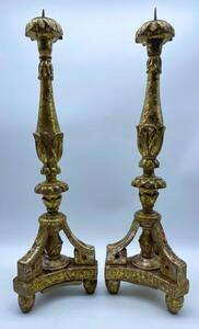 Beautiful antique pair of Giltwood Italian candlesticks