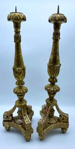 Beautiful antique pair of Giltwood Italian candlesticks