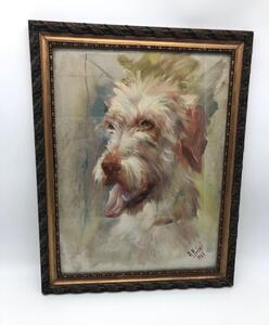 20th century oil panting portrait of an Irish wolfhound 