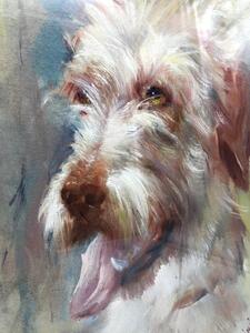 20th century oil panting portrait of an Irish wolfhound 